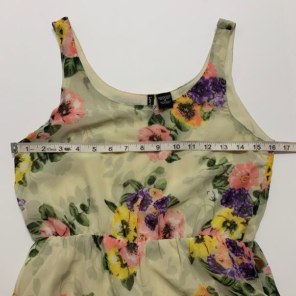 LOVE CHELSEY Sleeveless Beige Colorful Floral High Low Mini Dress Small - Picture 4 of 7